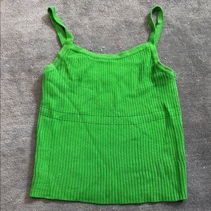Green Ribbed Knit Tank Top - GREYLIN - Size Small - Cropped Tank - Small - NWOT